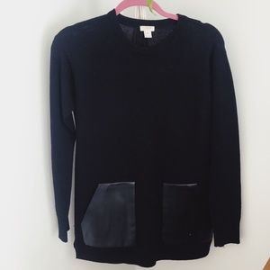 Merino Wool + Faux Leather Sweater